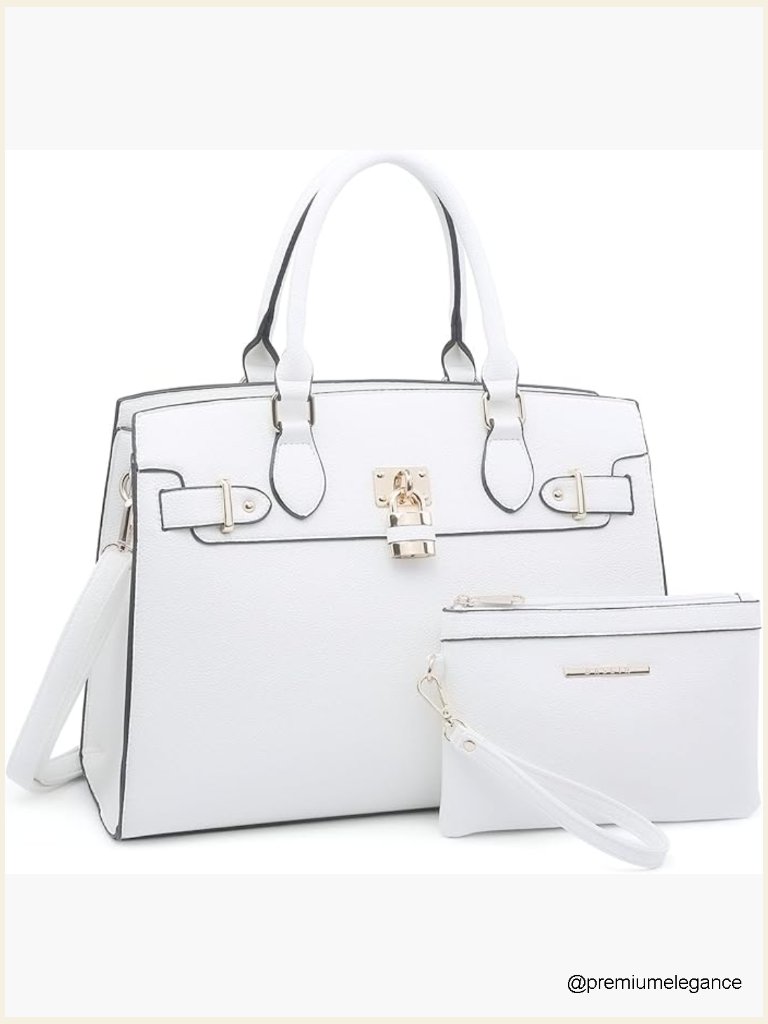 Vegan Leather Satchel Tote With Matching Wristlet Set